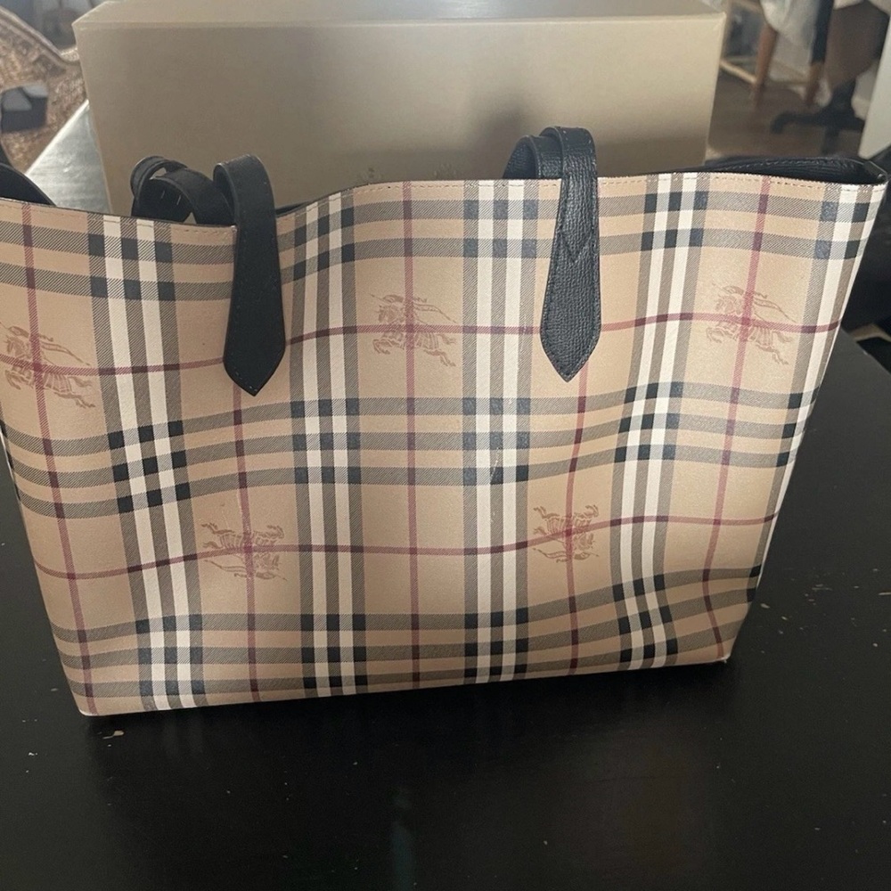 Burberry reversible leather medium Haymarket Chec… - image 7